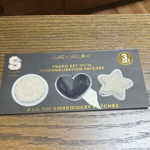 Luxe + Willow Embroidery Patch Pouch Set - Black and Cream